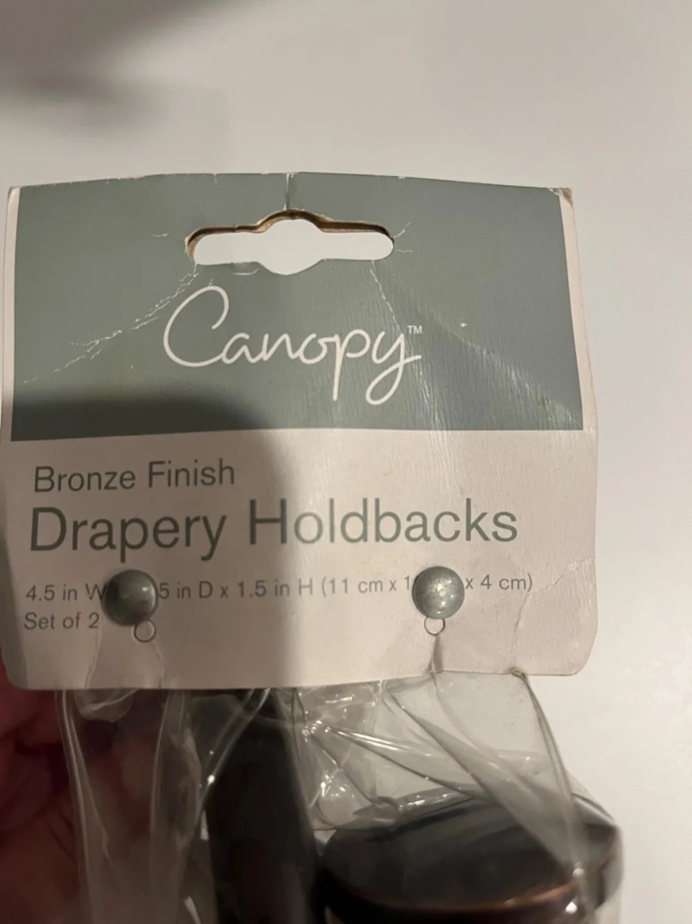 Bronze Finish Drapery Holdbacks - Brown/Black NEW— never opened
